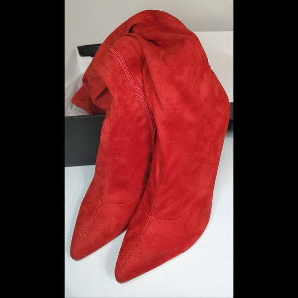 red suede stiletto boots